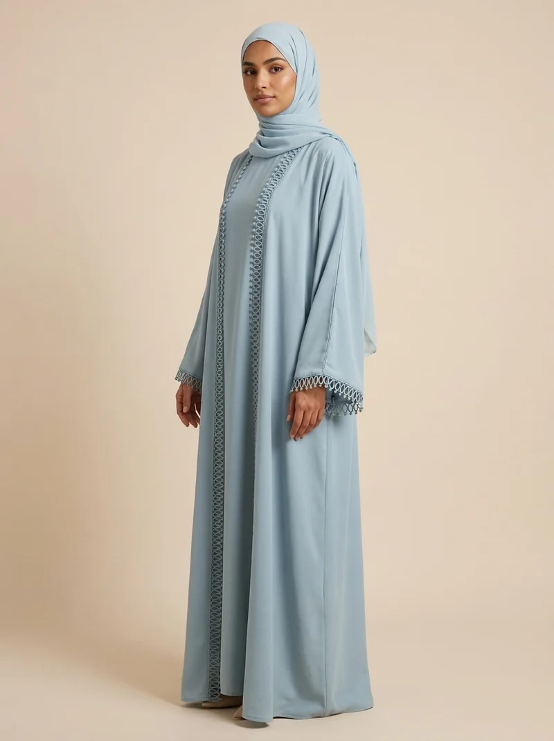 Élégance – Abaya deux pièces avec sous-abaya et dentelle