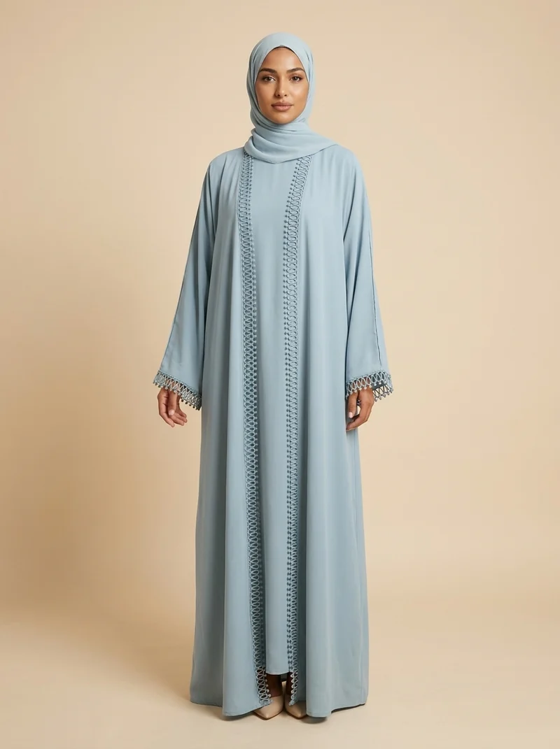Élégance – Abaya deux pièces avec sous-abaya et dentelle