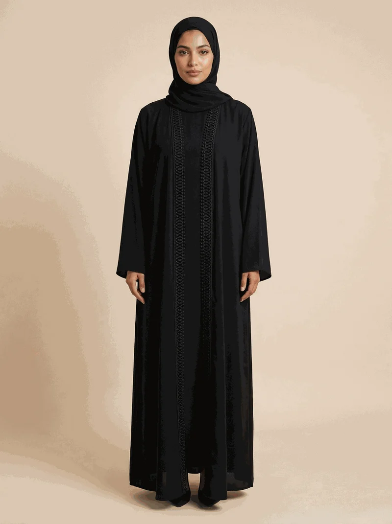 Élégance – Abaya deux pièces avec sous-abaya et dentelle