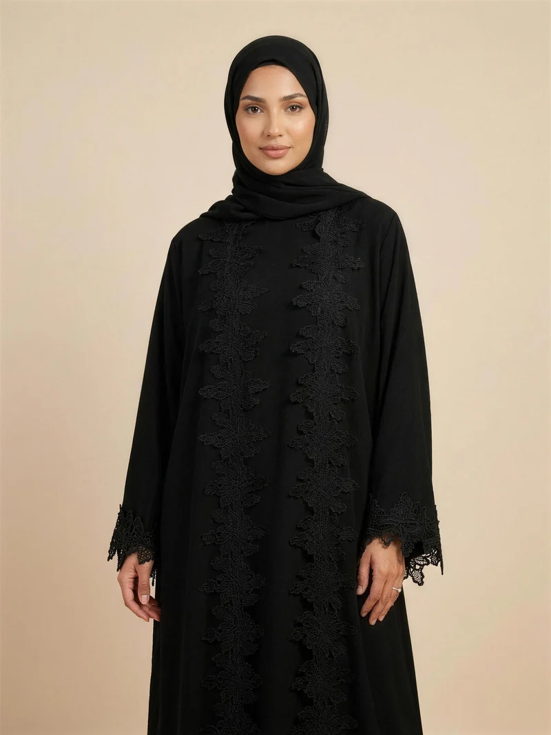 Prestige – Abaya deux pièces à dentelle florale