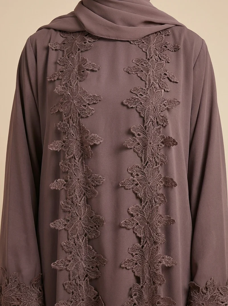 Prestige – Abaya deux pièces à dentelle florale