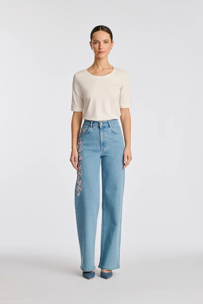 Jean large brodé