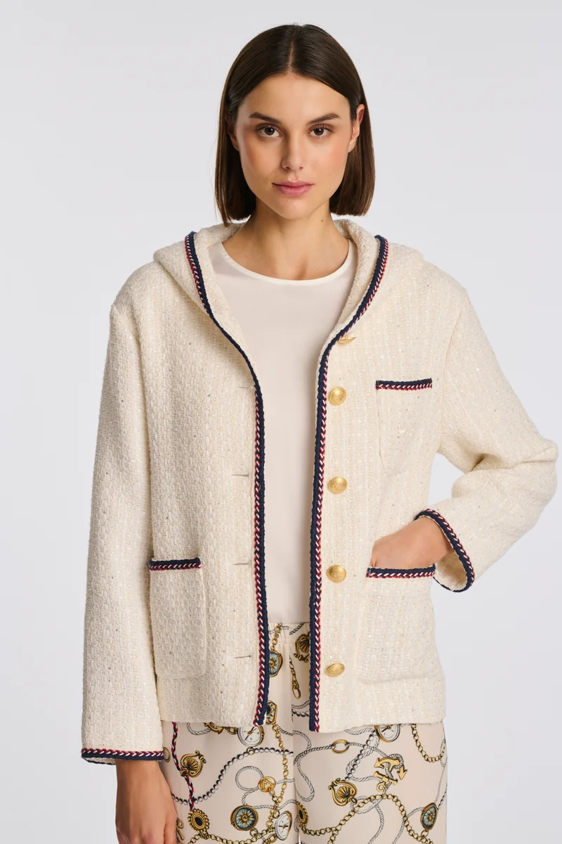 Veste à capuche en tweed