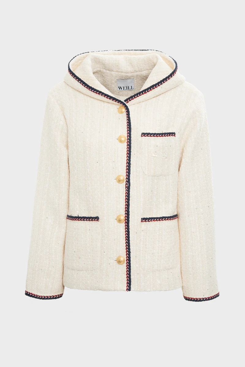 Veste à capuche en tweed