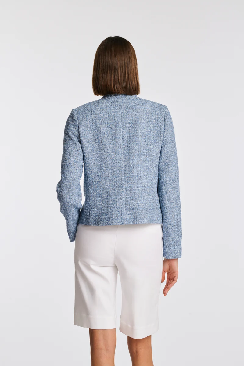 Veste officier en tweed frangée