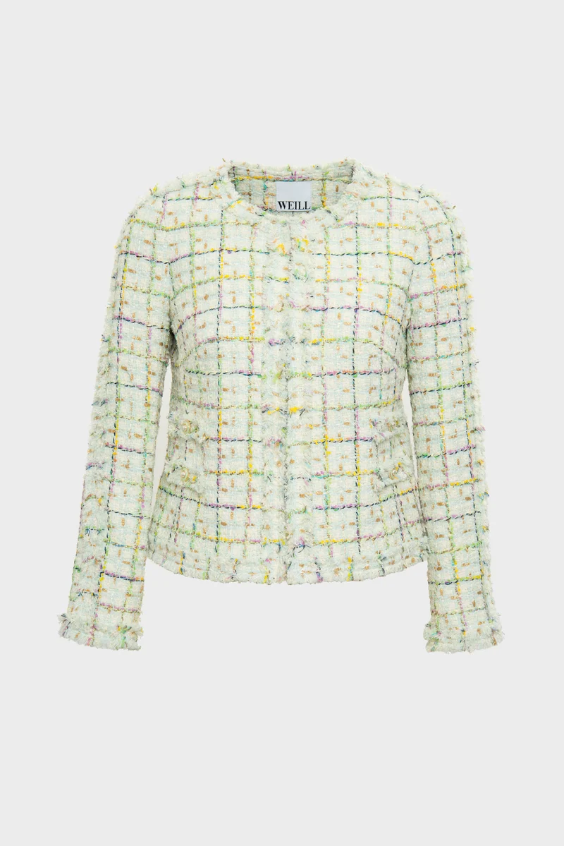 Veste en tweed pastel galonnée