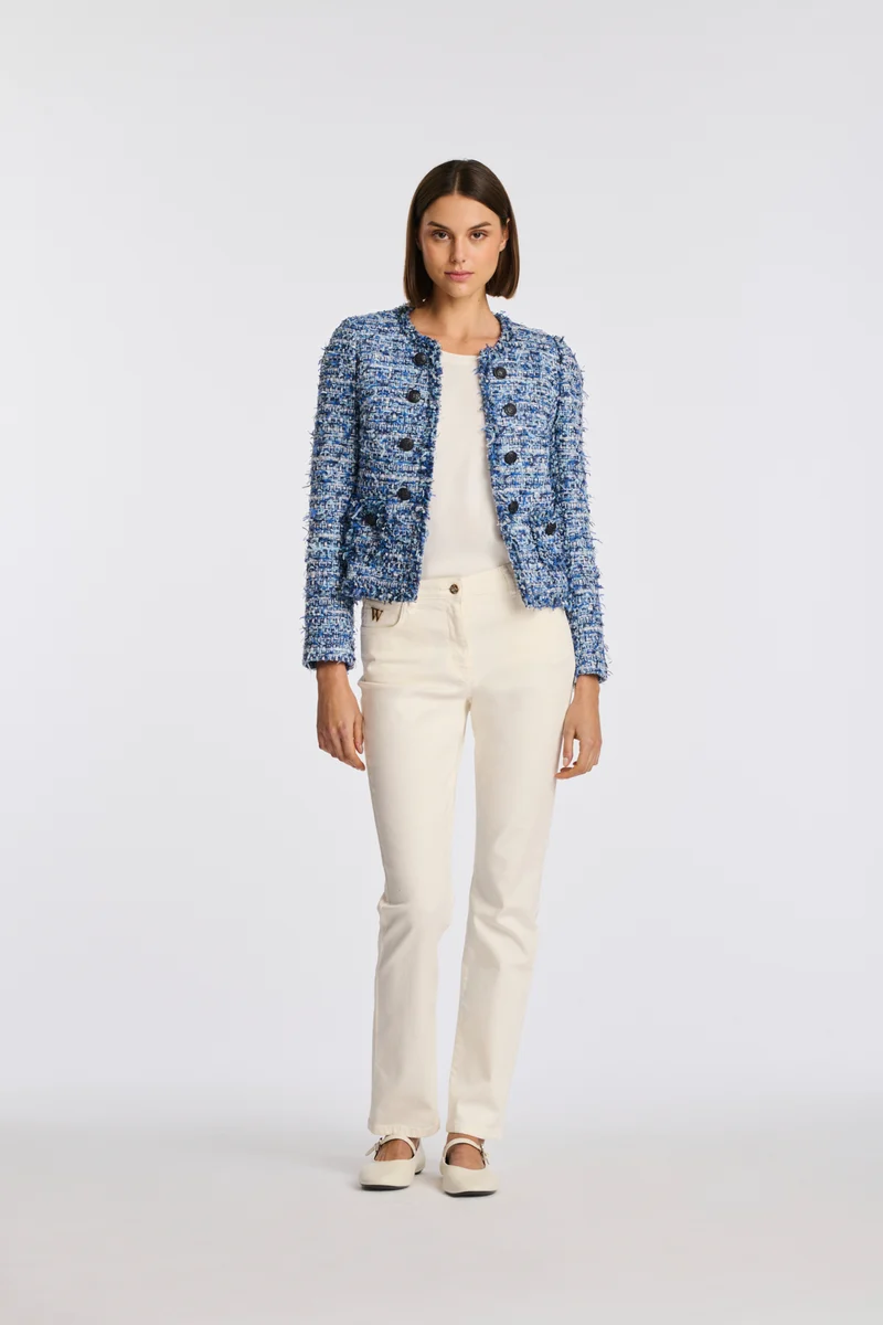 Veste en tweed frangée