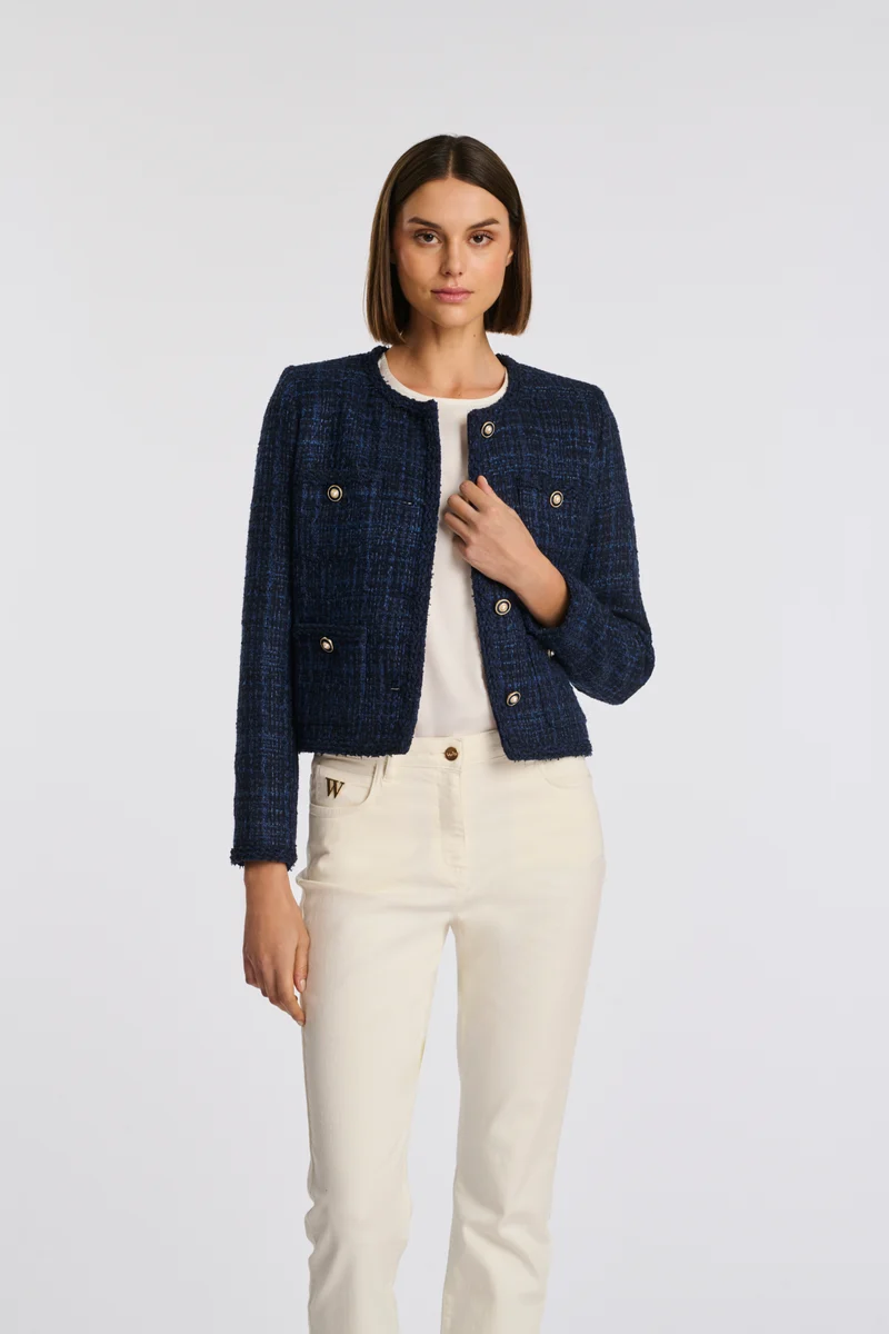 Veste en tweed galonnée