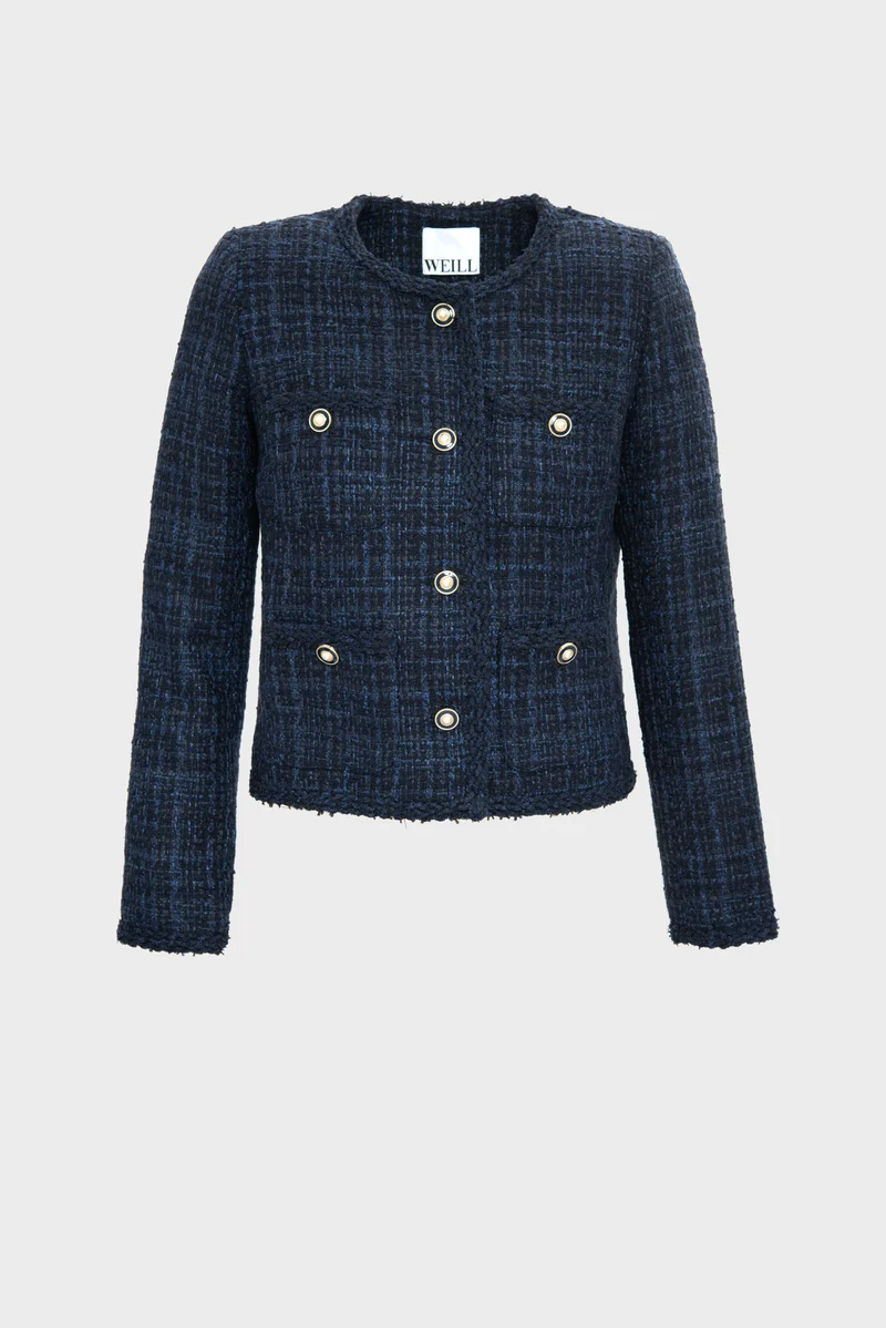 Veste en tweed galonnée