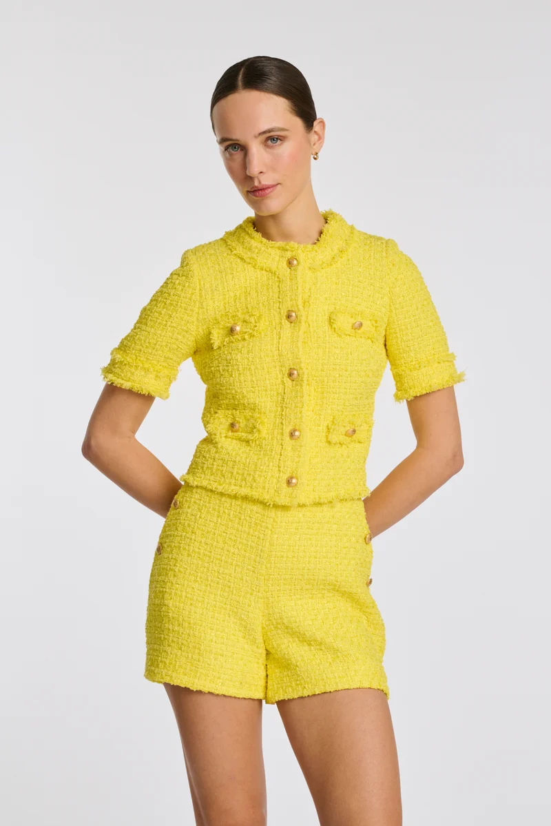 Veste manches courtes en tweed