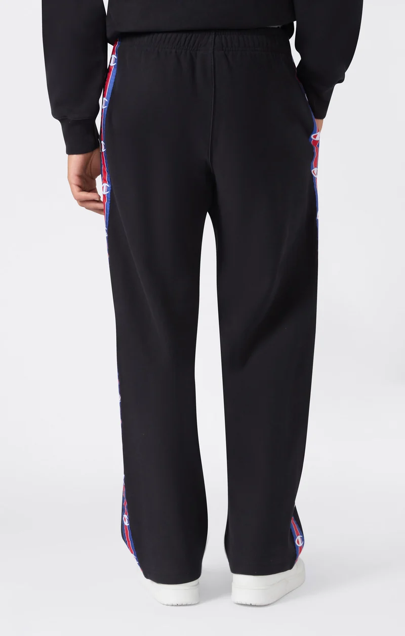 Men’s Reverse Weave Straight Hem Trousers with Brushed Interior and Logo Tape