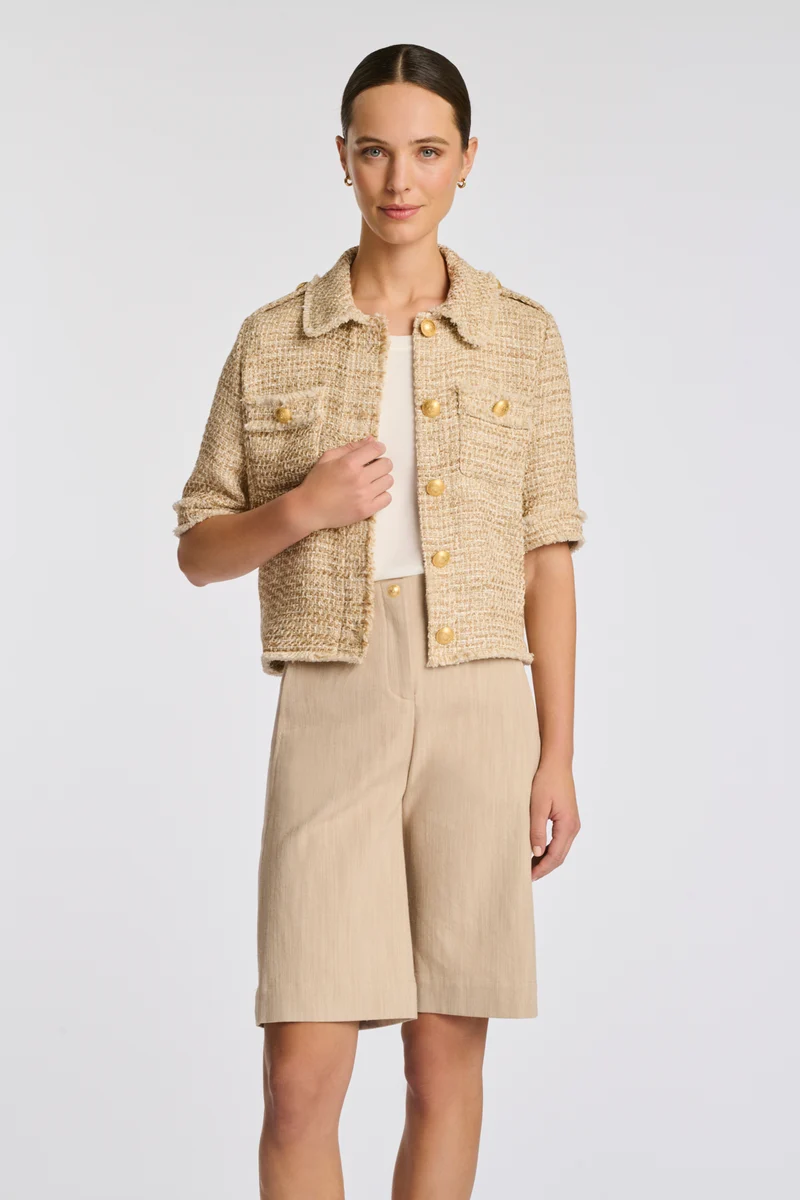 Chemise manches courtes en tweed