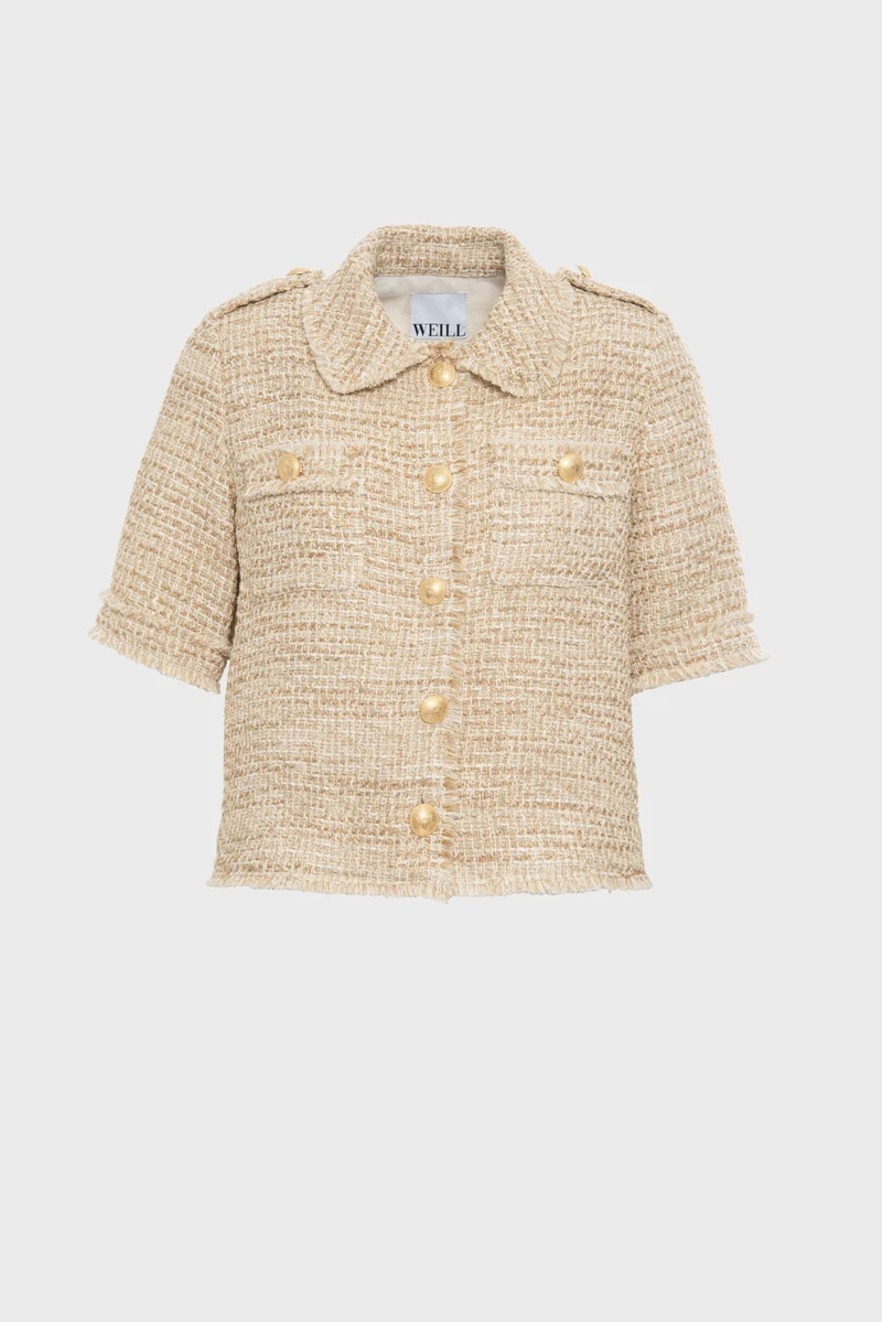 Chemise manches courtes en tweed