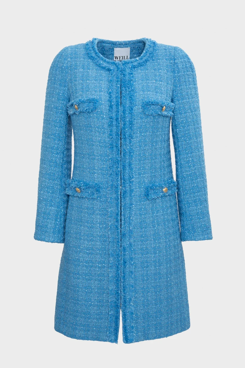 Manteau en tweed frangé
