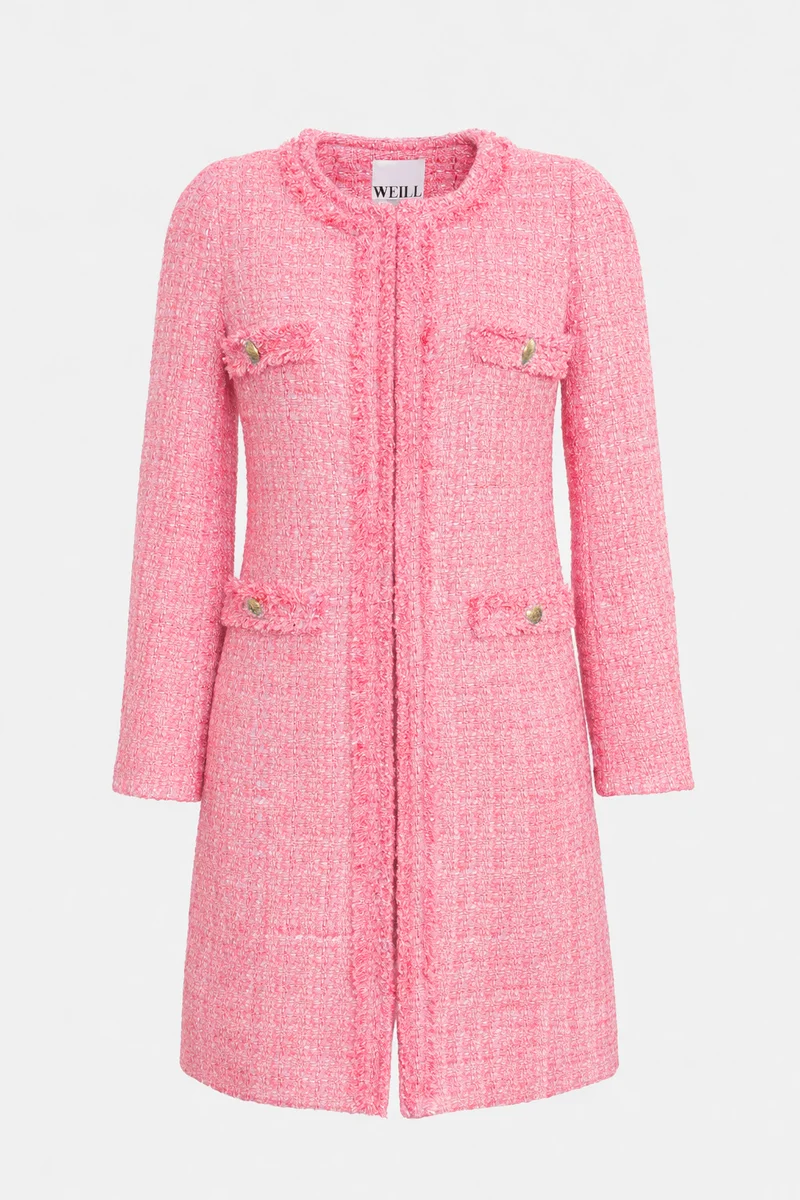 Manteau en tweed frangé