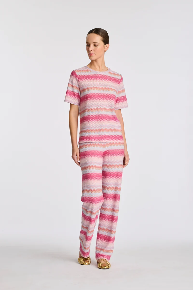 Pantalon élastiqué en jersey fantaisie