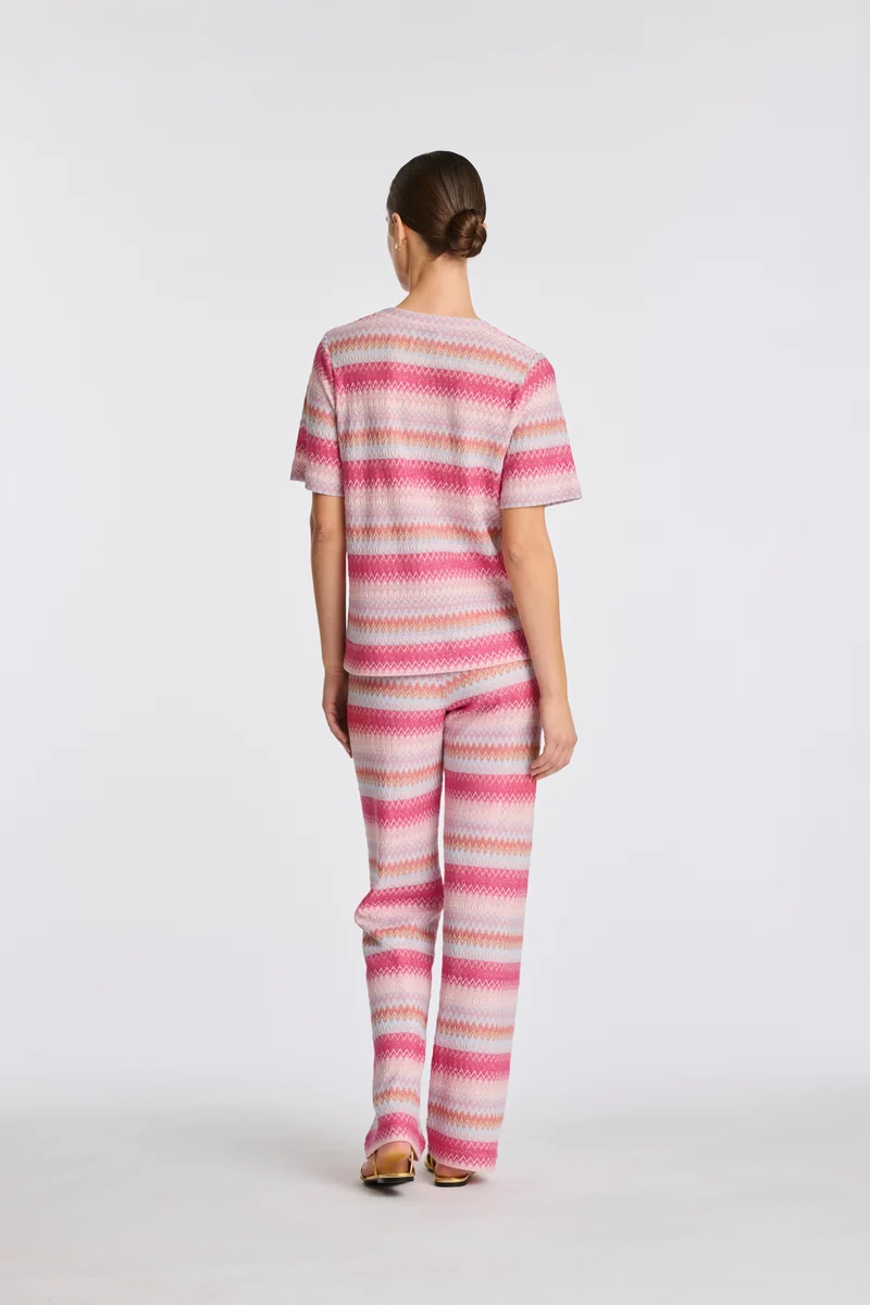 Pantalon élastiqué en jersey fantaisie