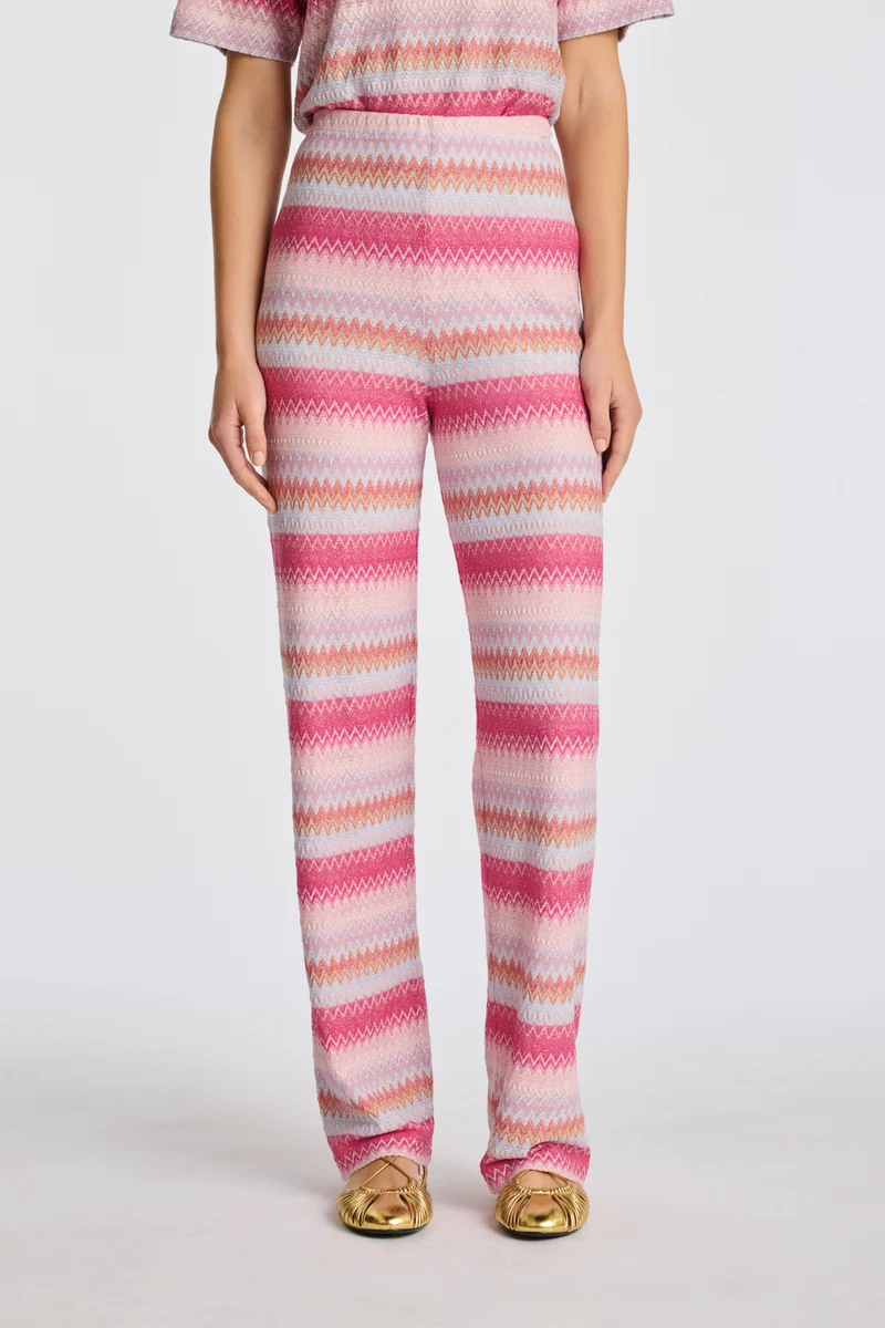 Pantalon élastiqué en jersey fantaisie