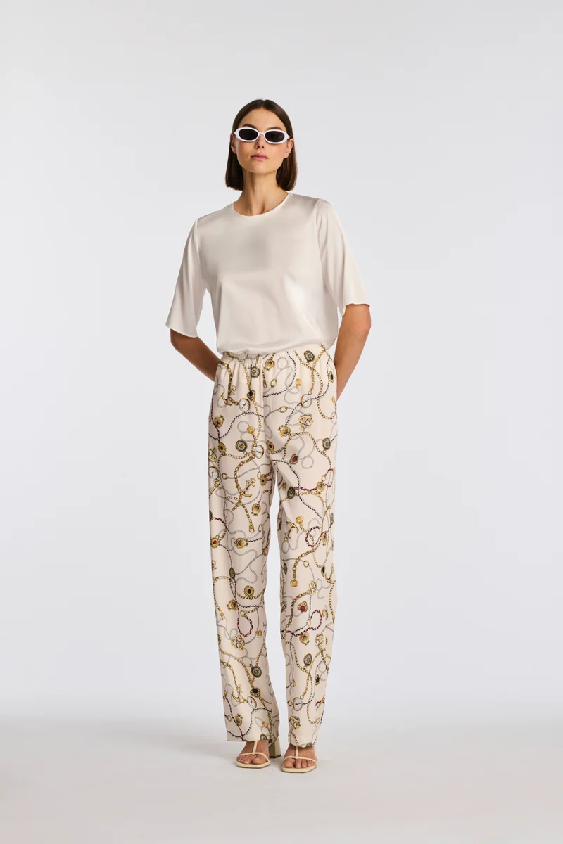 Pantalon élastiqué imprimé