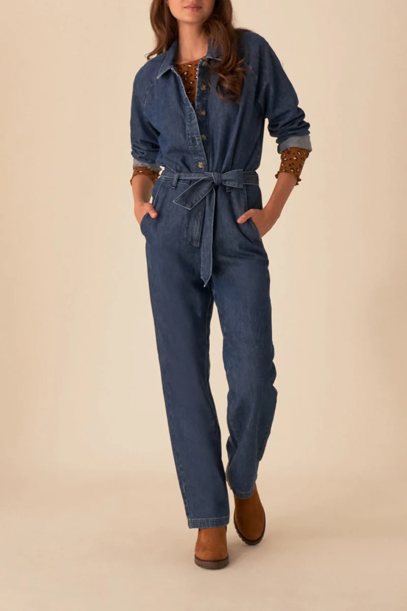 combi pantalon loustik denim bleu stone