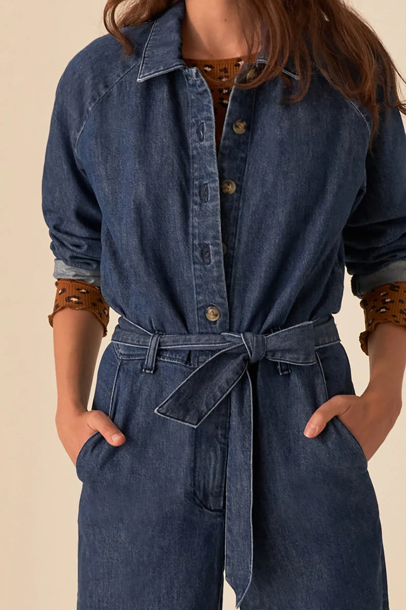 combi pantalon loustik denim bleu stone