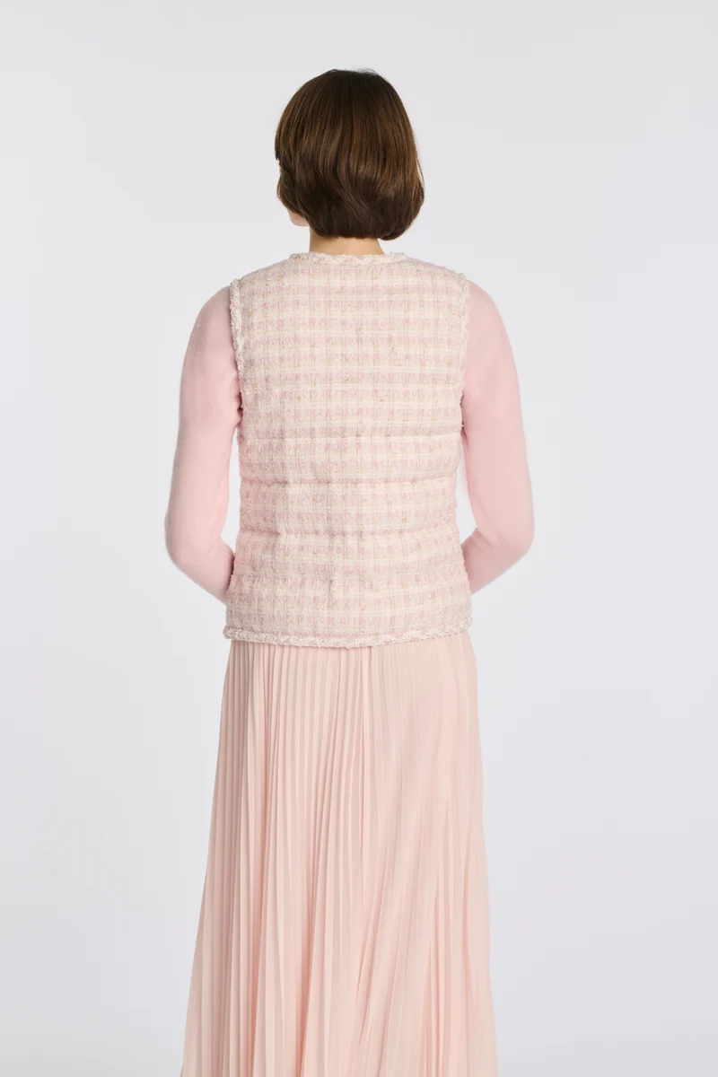 Doudoune sans manches en tweed