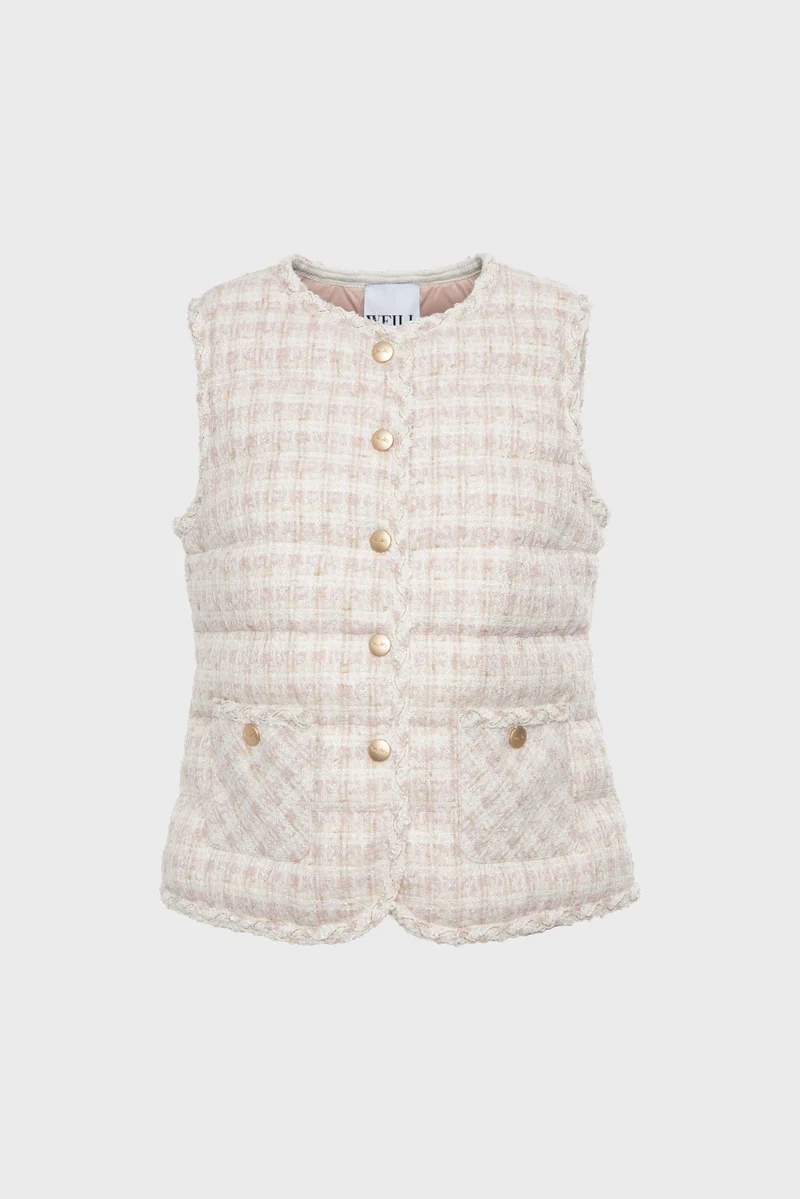 Doudoune sans manches en tweed