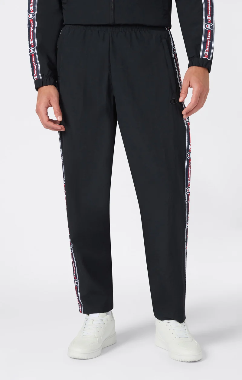 Men’s Nylon Trousers with Tape and Straight Hem