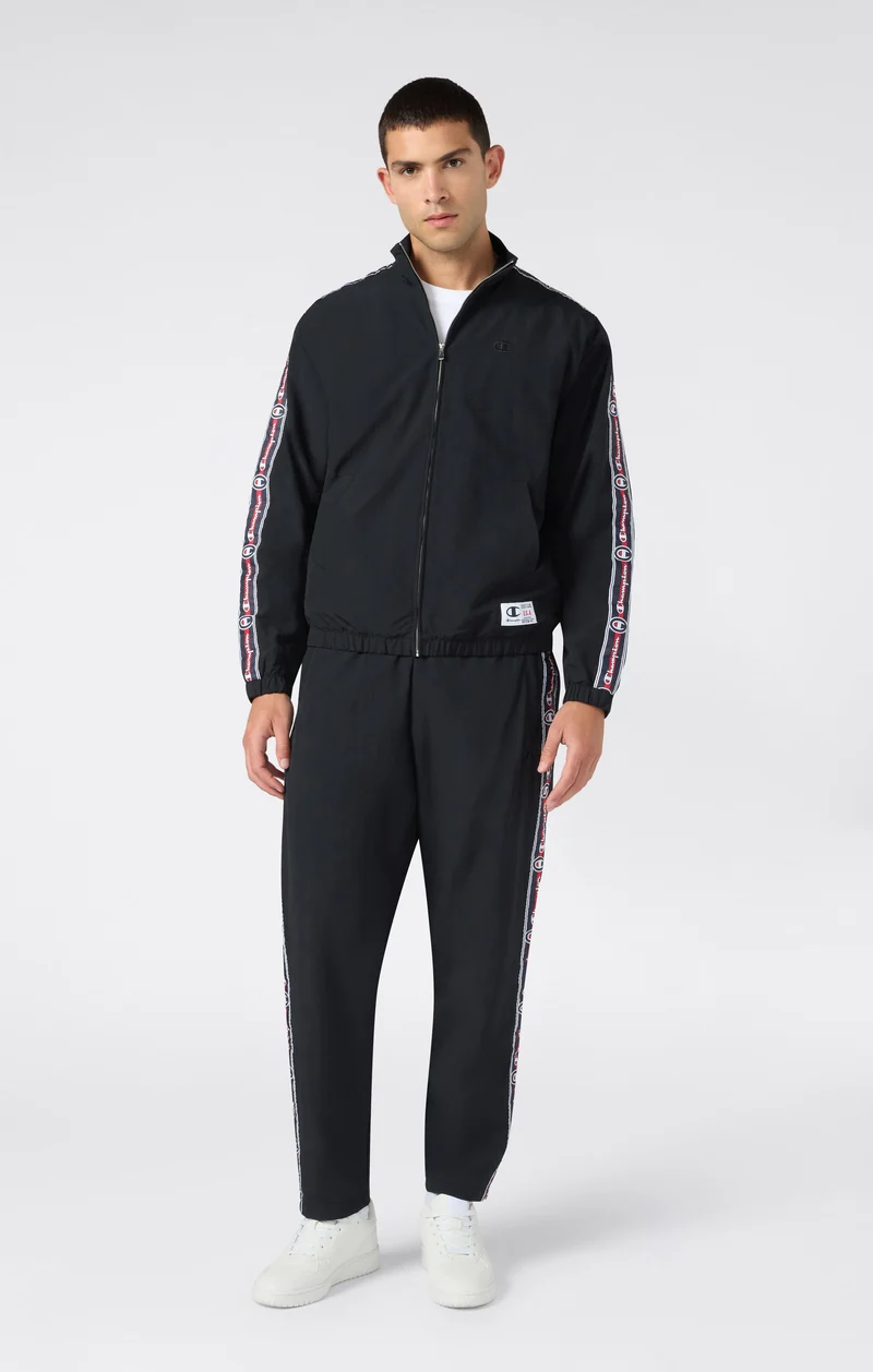 Men’s Nylon Trousers with Tape and Straight Hem