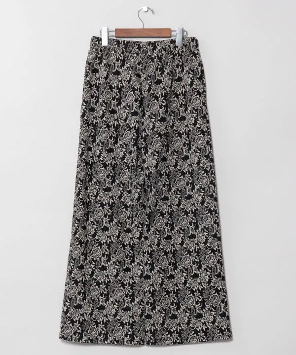 Pantalon large à motifs botaniques