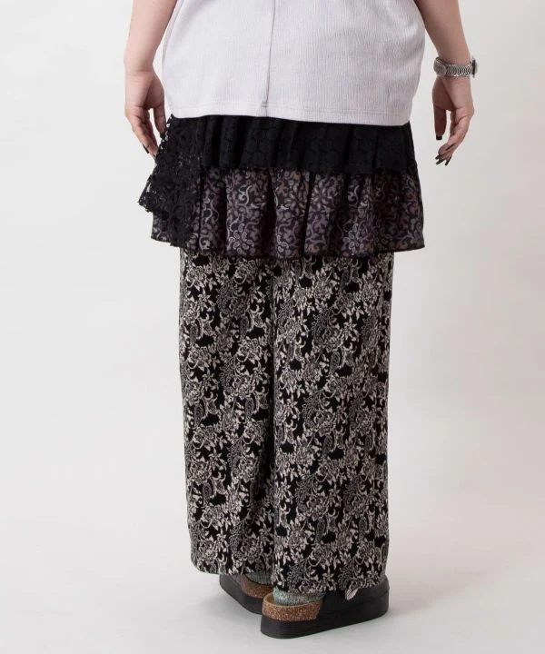 Pantalon large à motifs botaniques