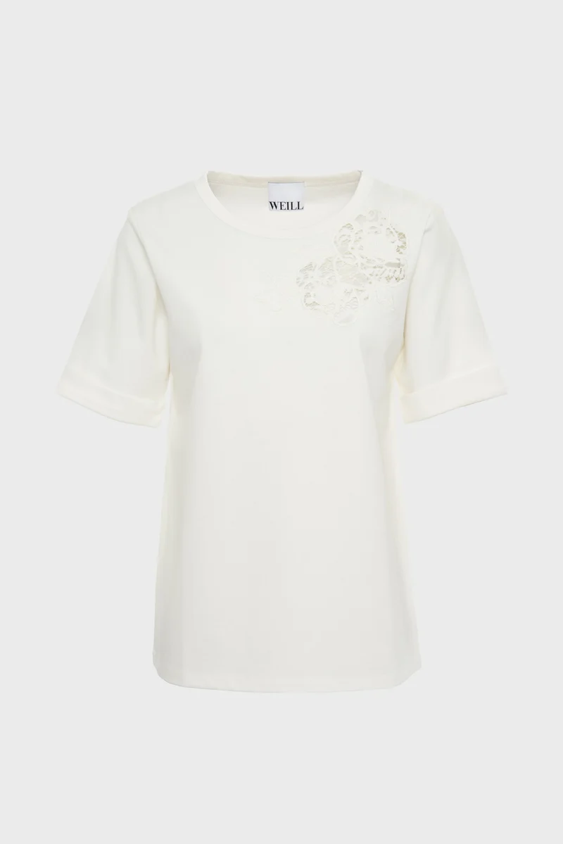 T-shirt en dentelle et broderie