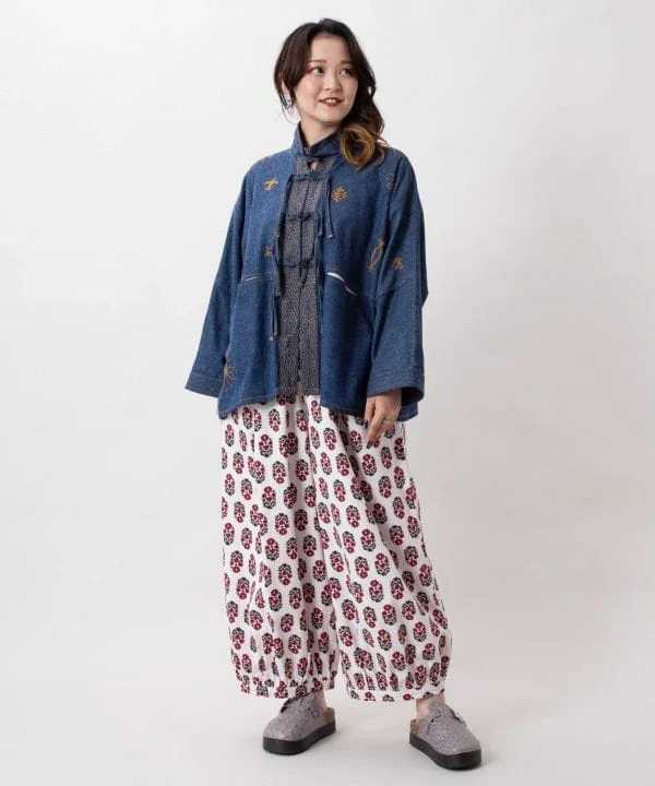Pantalon bouffant galbé - Motif imprimé indien