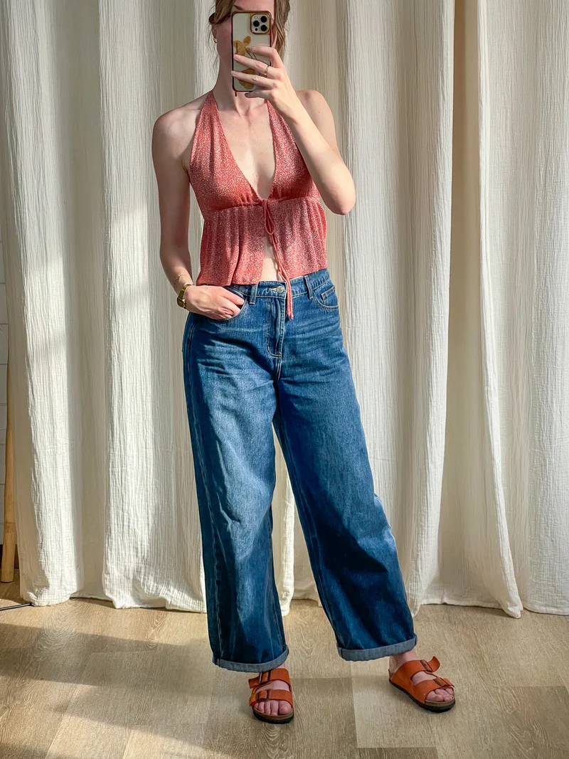 Top Shiny - Top halter à paillettes dos nu à nouer