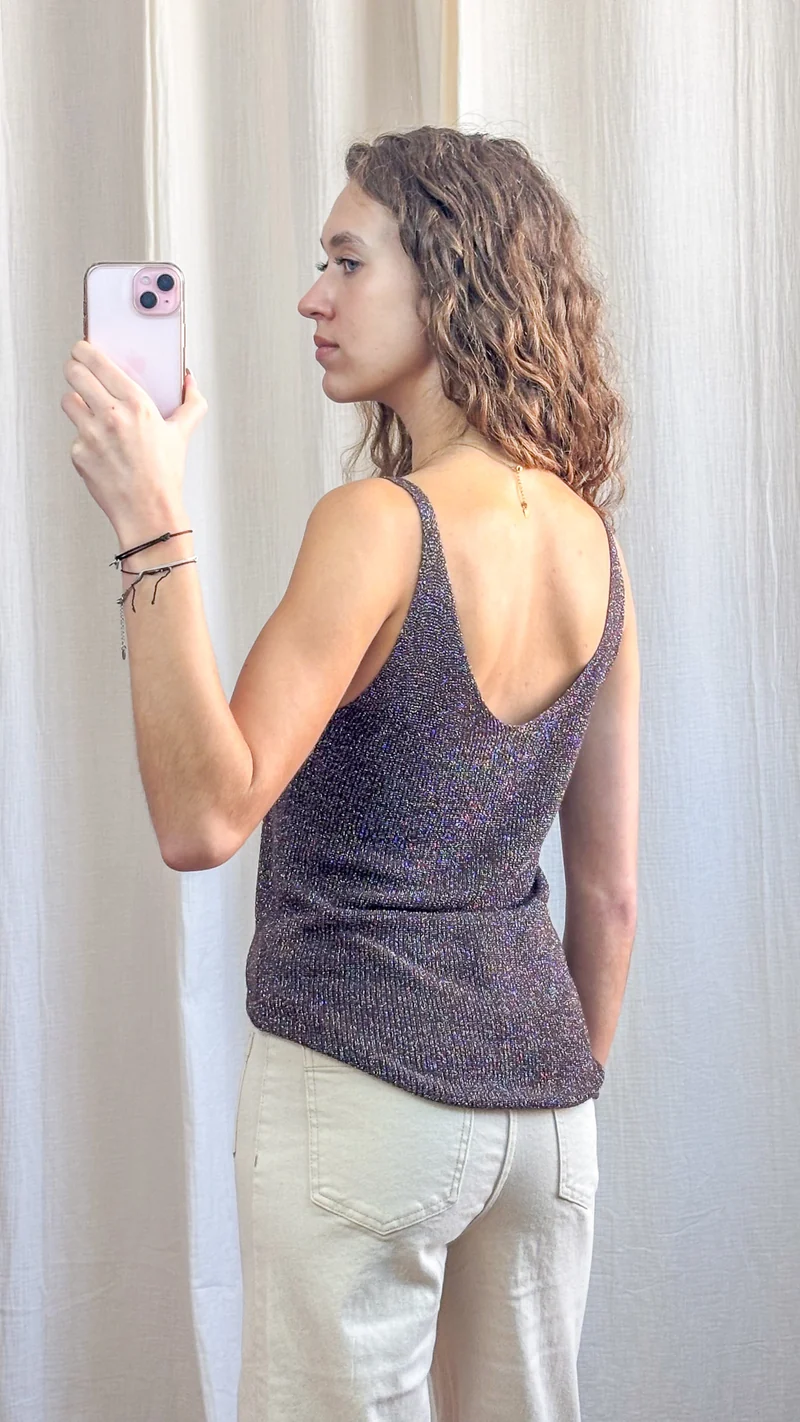 Top Lou - Débardeur paillettes maille lurex brillant