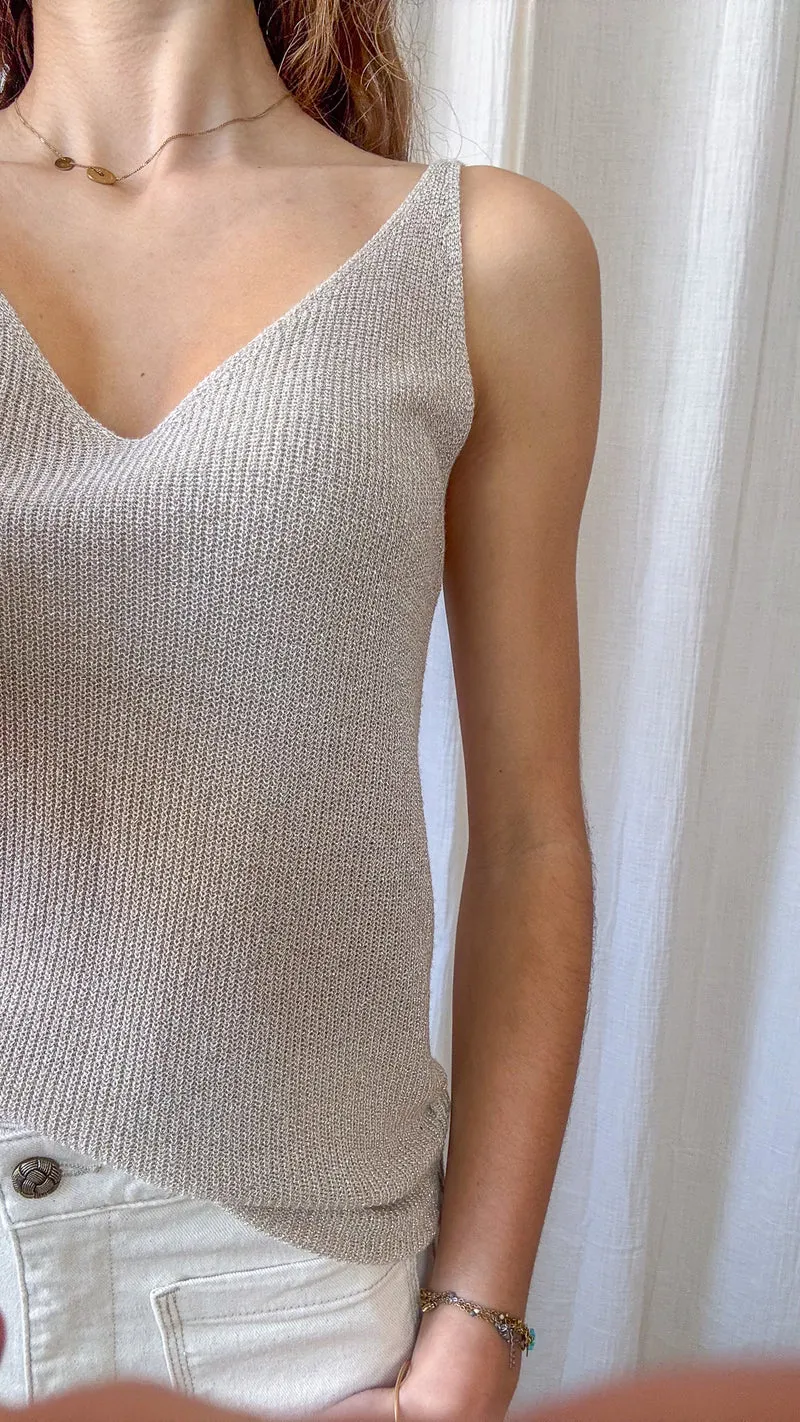 Top Lou - Débardeur paillettes maille lurex brillant