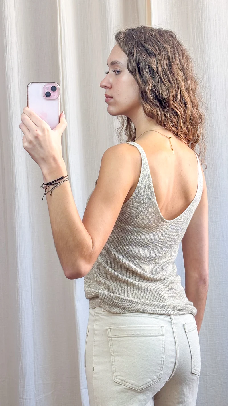 Top Lou - Débardeur paillettes maille lurex brillant