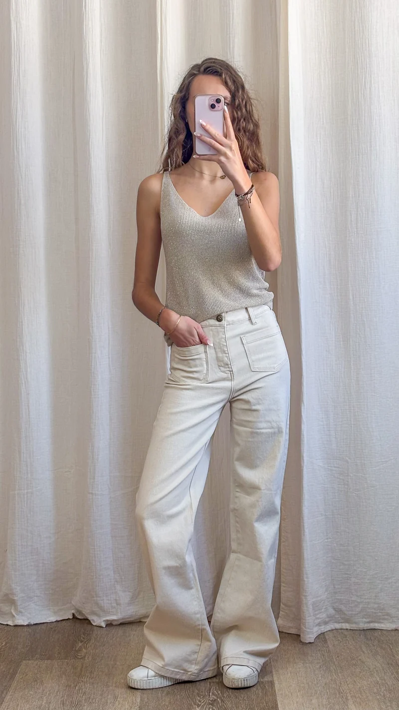 Top Lou - Débardeur paillettes maille lurex brillant