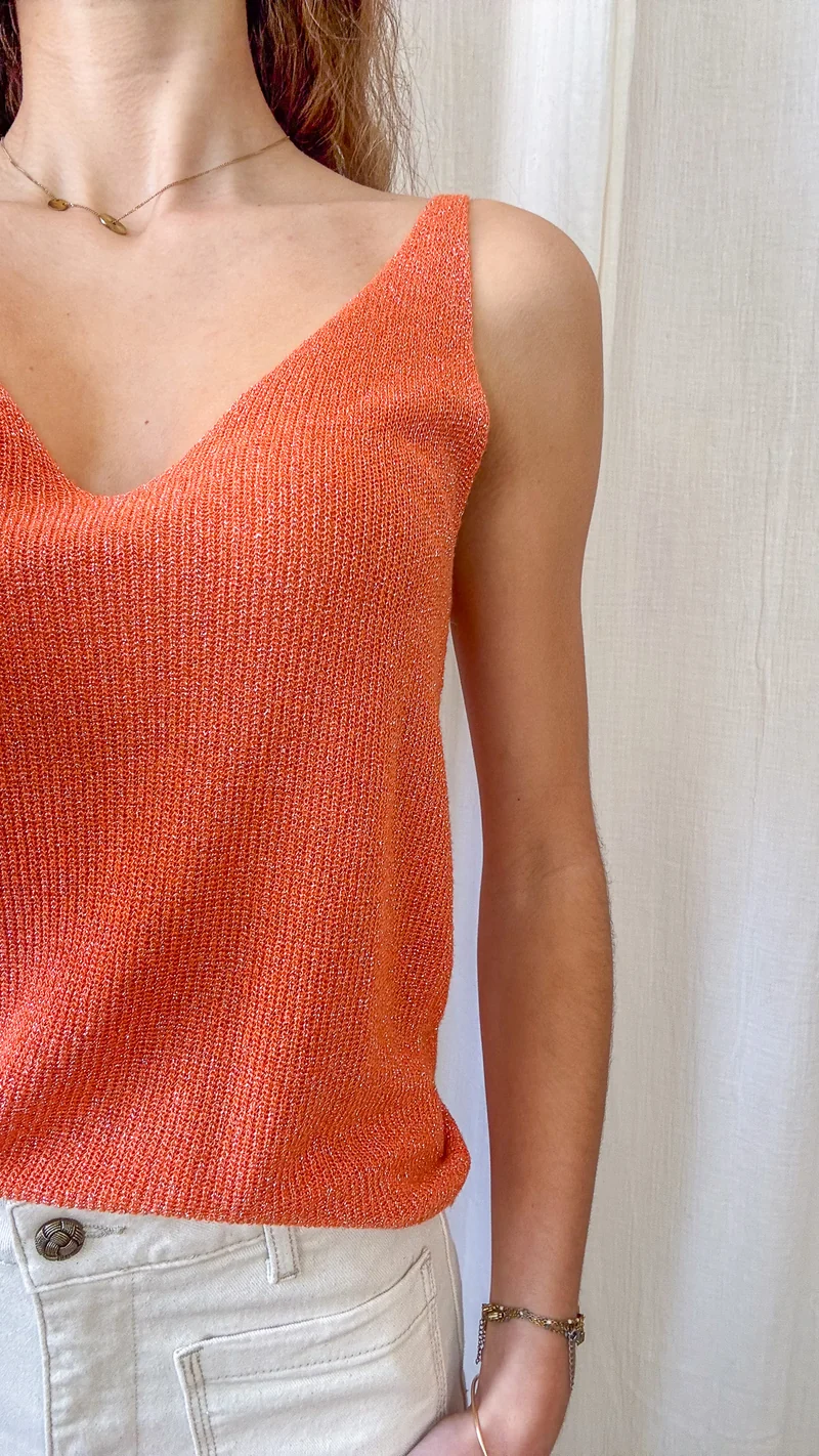 Top Lou - Débardeur paillettes maille lurex brillant