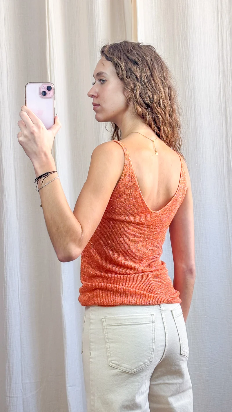 Top Lou - Débardeur paillettes maille lurex brillant