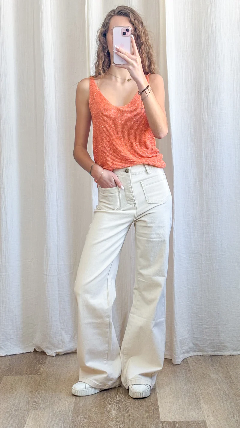 Top Lou - Débardeur paillettes maille lurex brillant