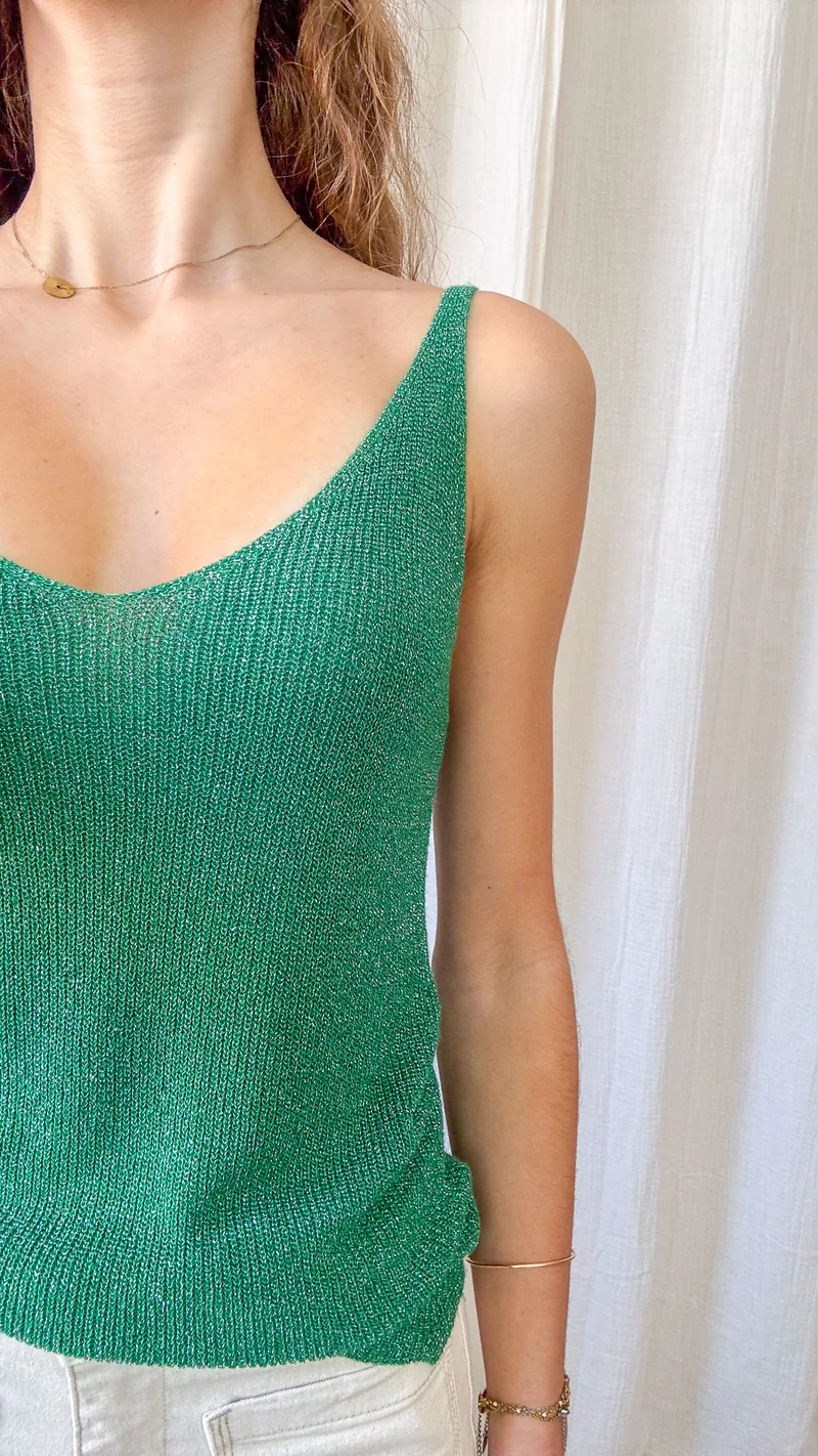 Top Lou - Débardeur paillettes maille lurex brillant