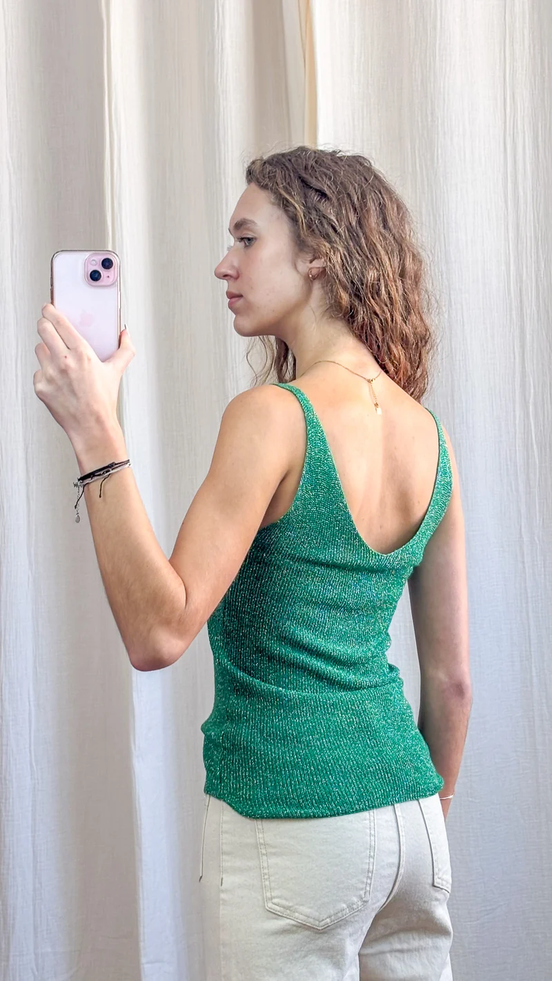 Top Lou - Débardeur paillettes maille lurex brillant