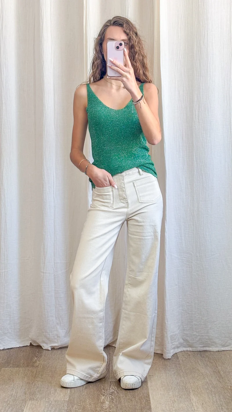 Top Lou - Débardeur paillettes maille lurex brillant