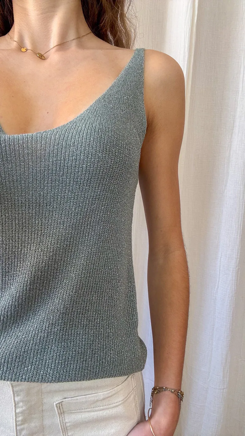 Top Lou - Débardeur paillettes maille lurex brillant