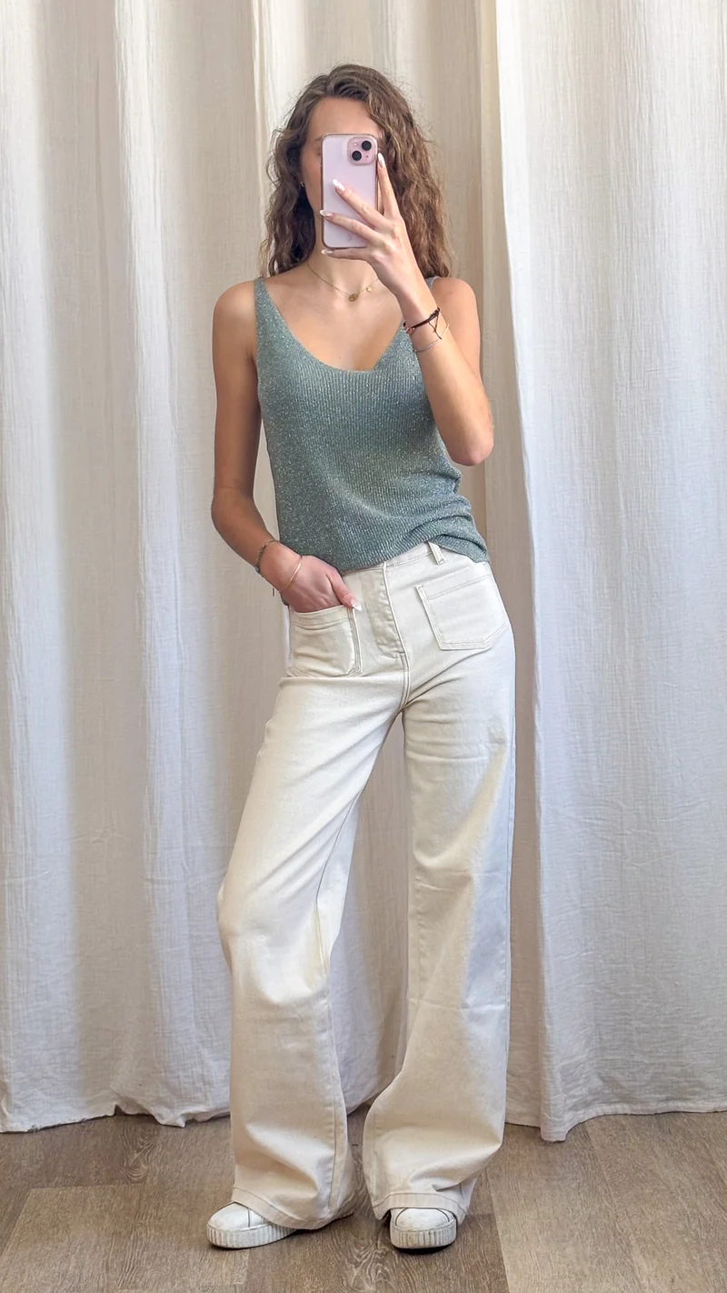 Top Lou - Débardeur paillettes maille lurex brillant
