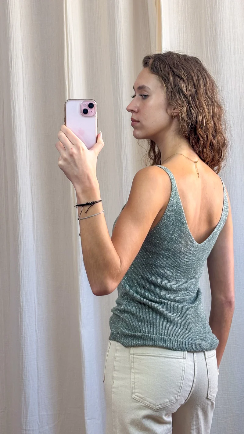 Top Lou - Débardeur paillettes maille lurex brillant