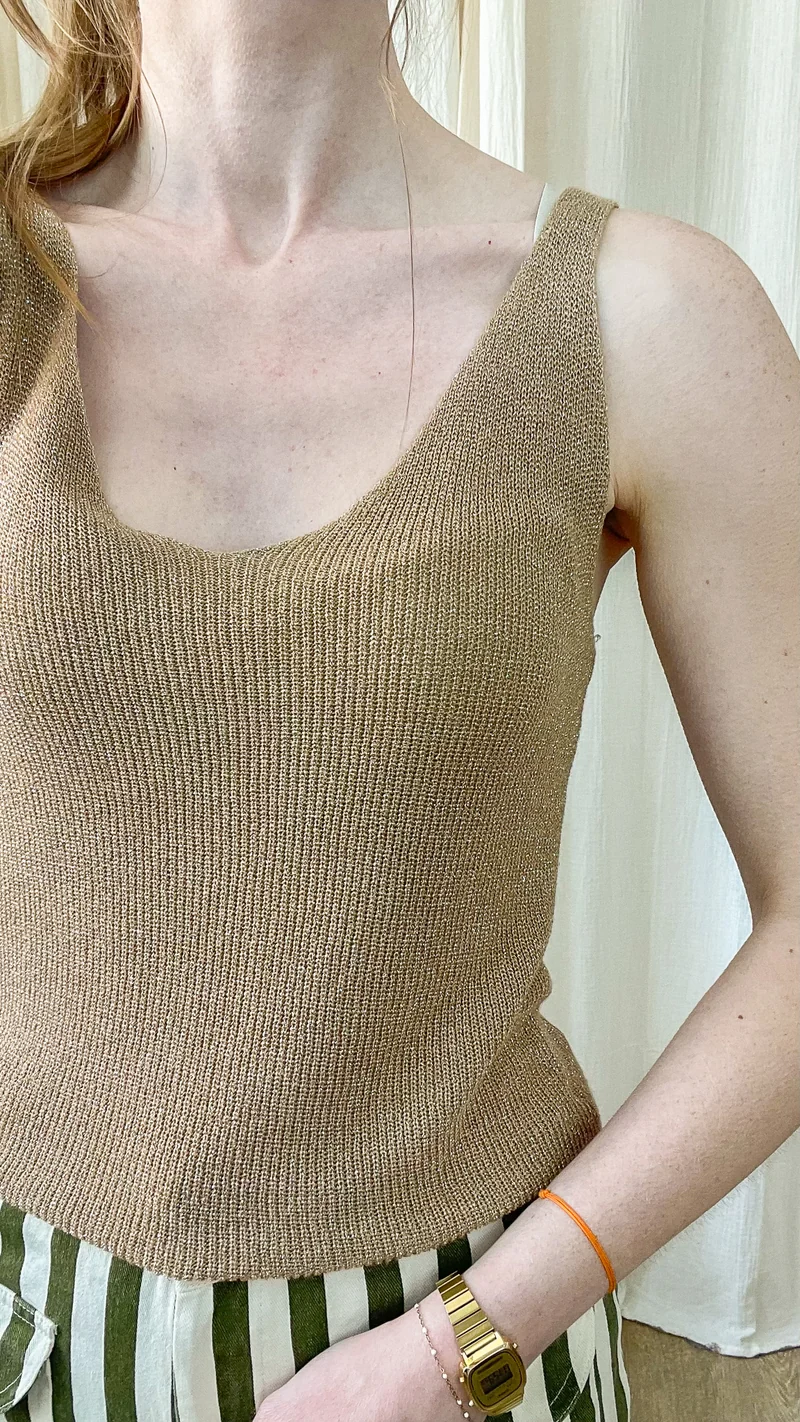 Top Lou - Débardeur paillettes maille lurex brillant