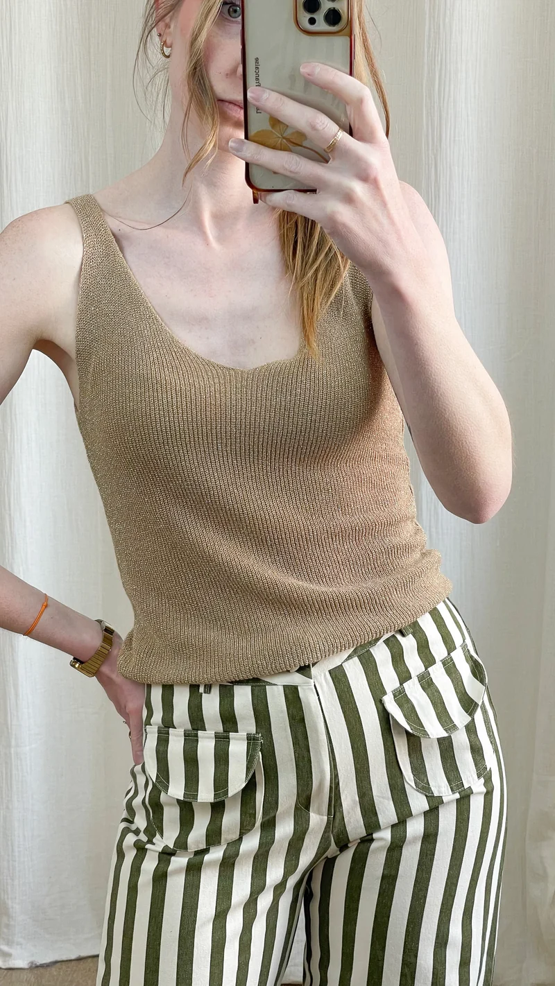 Top Lou - Débardeur paillettes maille lurex brillant