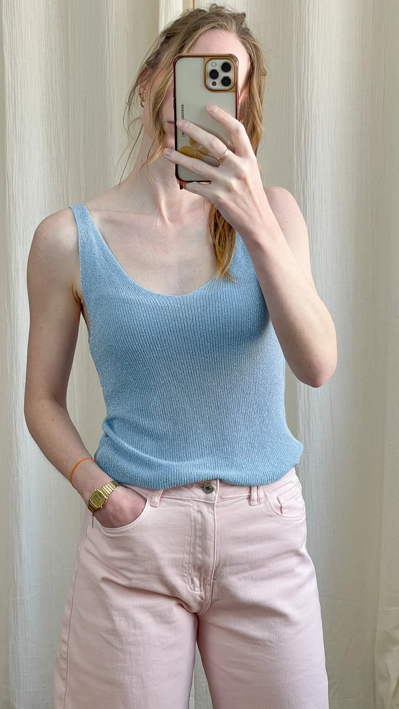 Top Lou - Débardeur paillettes maille lurex brillant